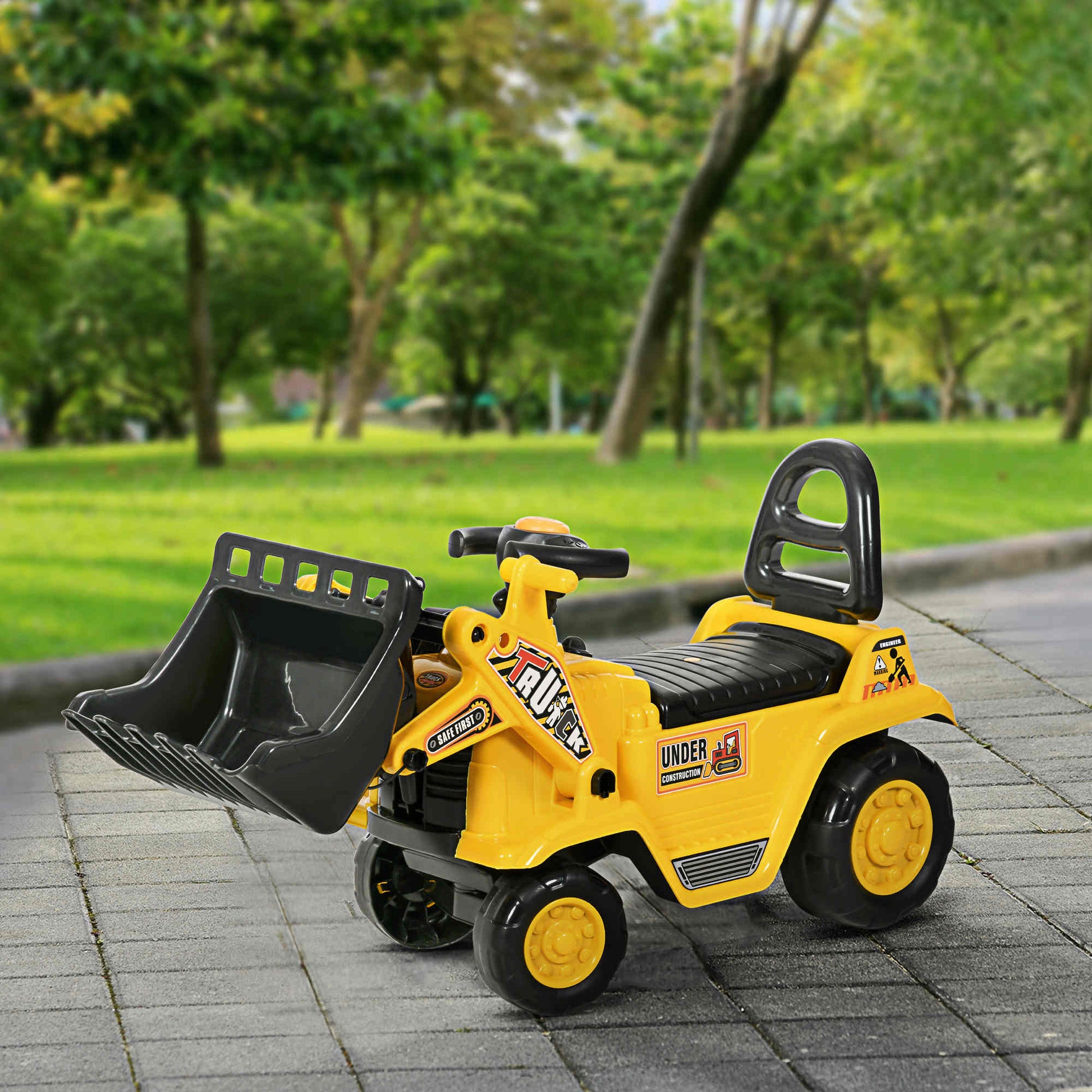 Homcom Tractor Sin Pedales Para Niños De 18 A 48 Meses Con Pala Bocina Amarillo_1