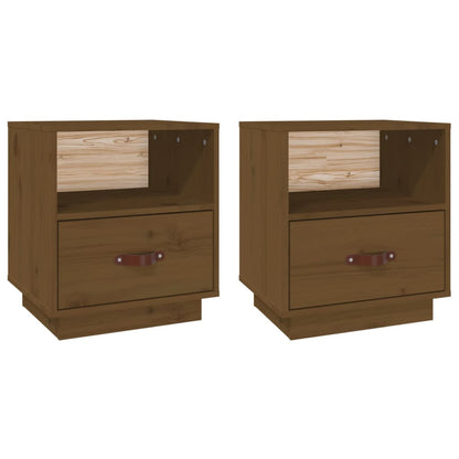 Mesitas De Noche 2 Uds Madera De Pino Marrón Miel 40x34x45 Cm_0