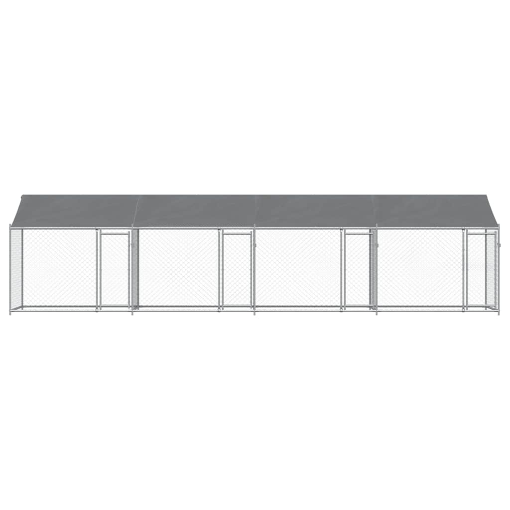 Jaula De Perros Techo Y Puertas Acero Galvanizado Gris 8x2x2 M_3