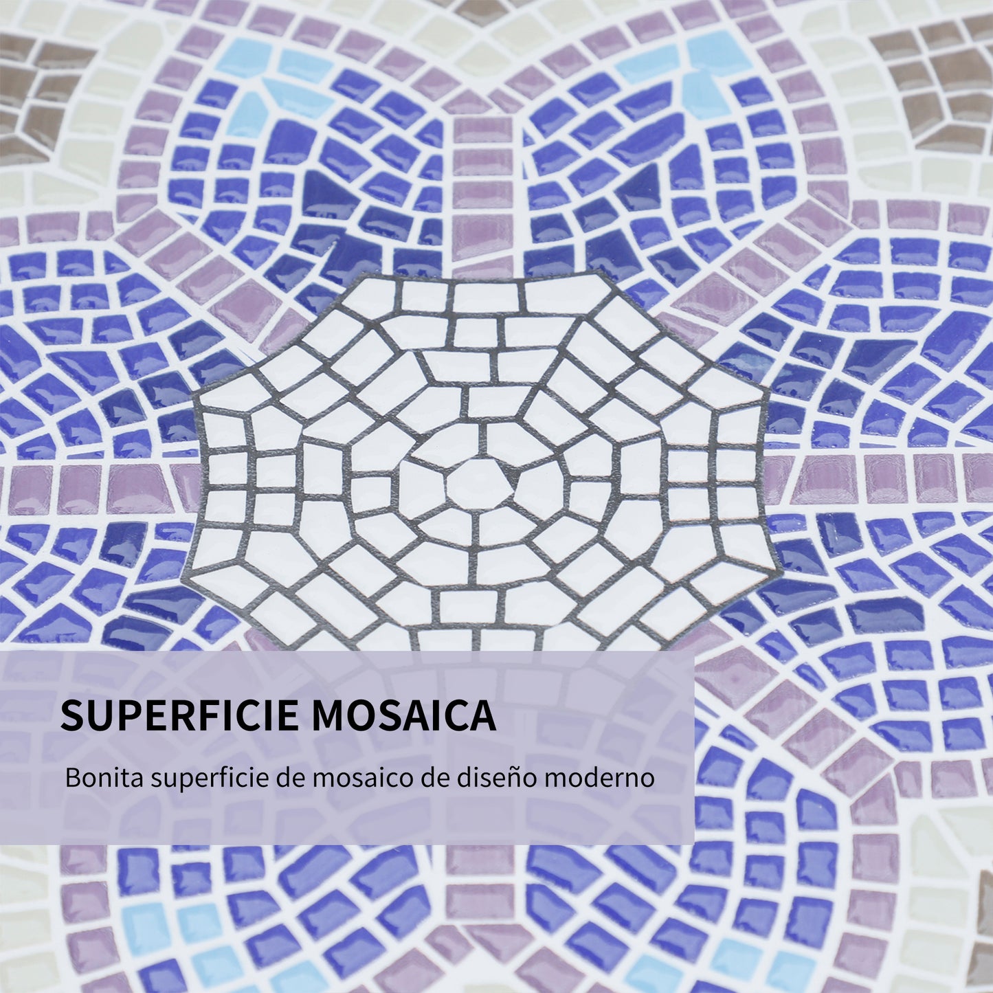 Outsunny Mesa De Jardín Redonda Con Encimera De Mosaico Decorativo Ø60x71 Cm_4
