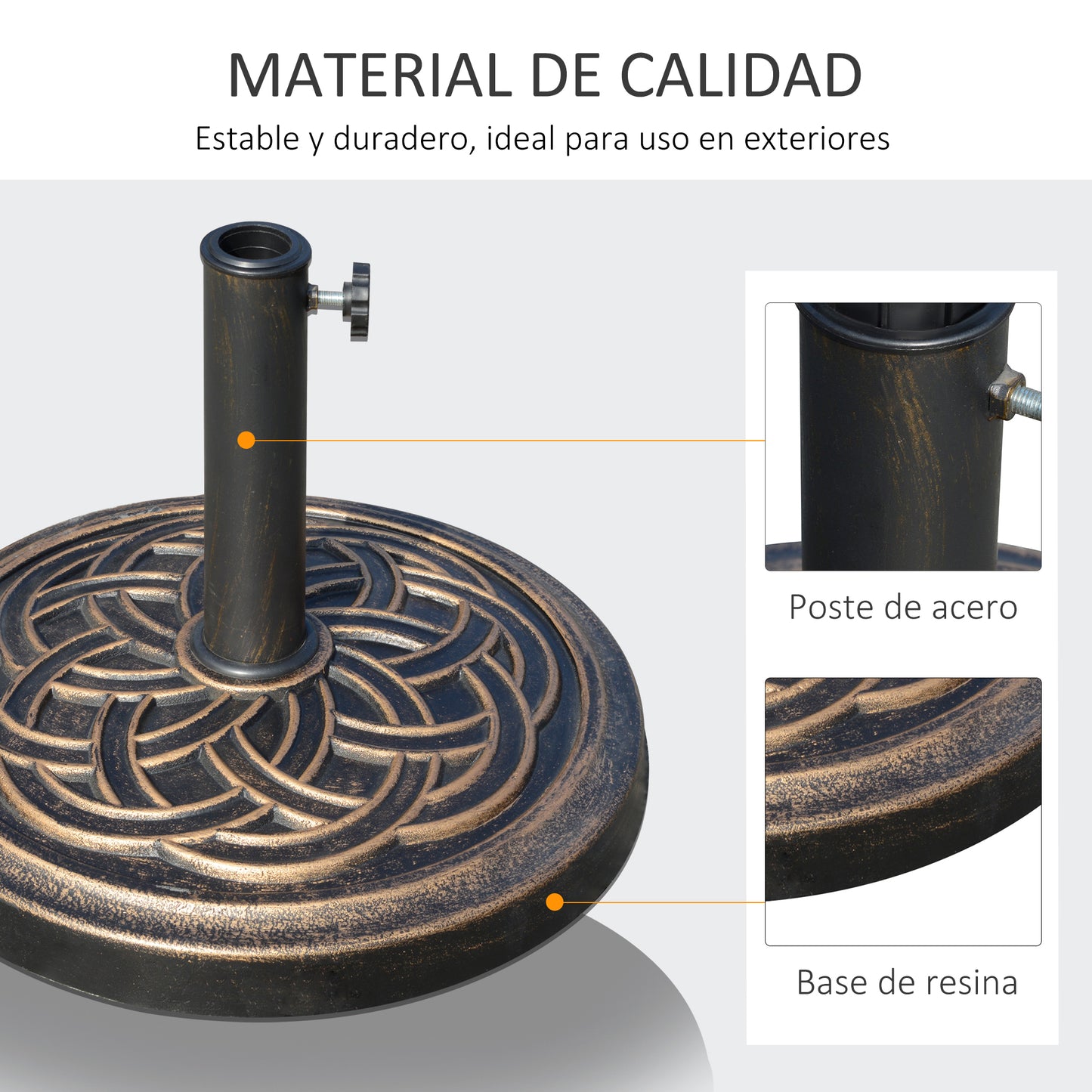 Outsunny Base De Sombrilla De Jardín Peso Neto 12 Kg Apto Para Postes De 38/48mm_4
