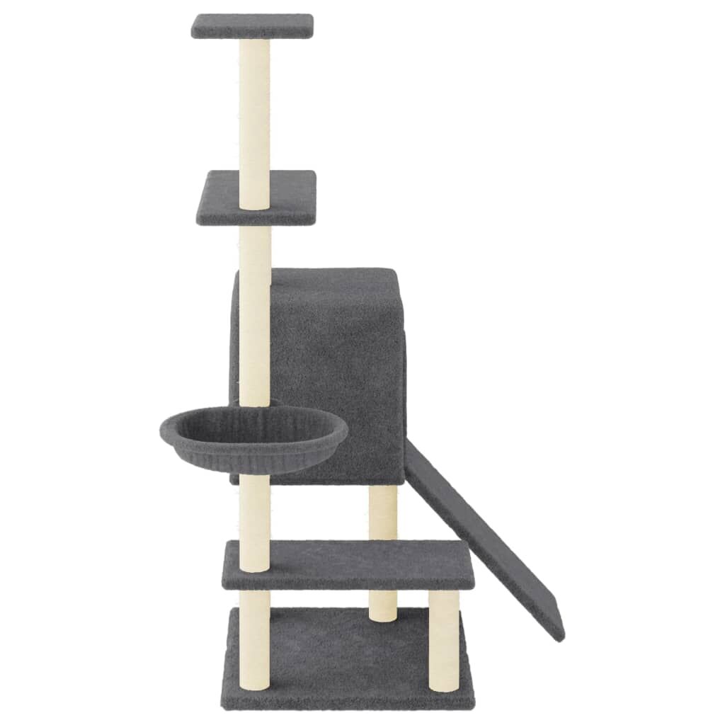 Vidaxl Rascador Para Gatos Con Postes De Sisal Gris Oscuro 130,5 Cm_3