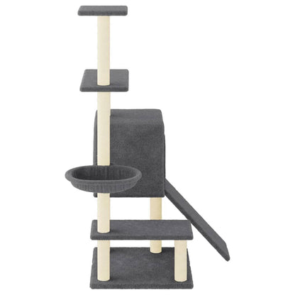 Vidaxl Rascador Para Gatos Con Postes De Sisal Gris Oscuro 130,5 Cm_3