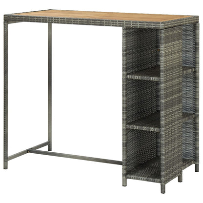 Mesa Bar Estante Almacenaje 120x60x110 Cm Ratán Sintético Gris_2