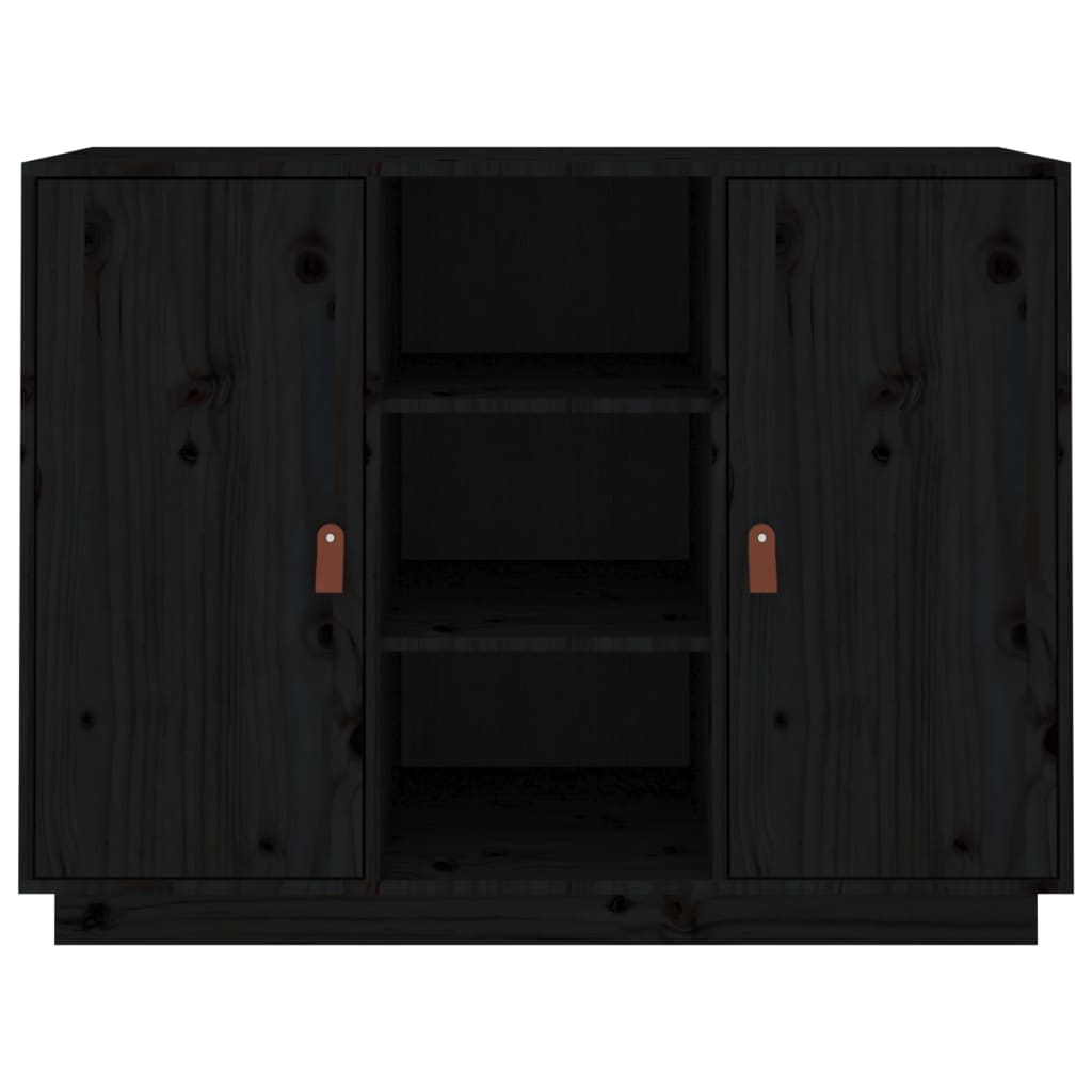 Aparador Madera Maciza De Pino Negro 100x40x75 Cm_2