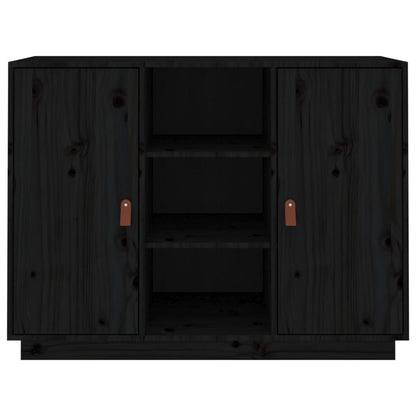 Aparador Madera Maciza De Pino Negro 100x40x75 Cm_2