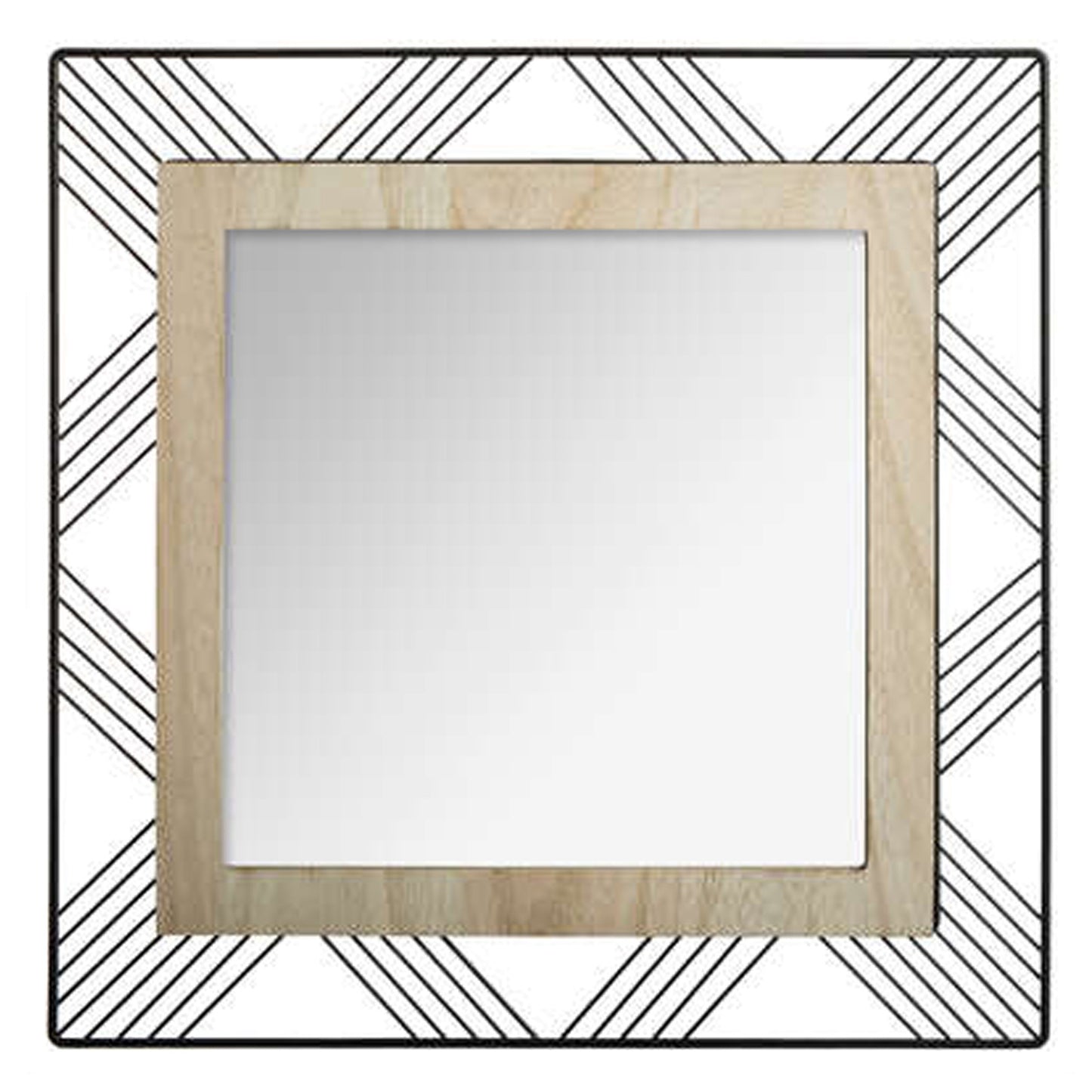 Wellhome Espejo Cuadrado Metal Y Madera 45,5x2x45,5cm