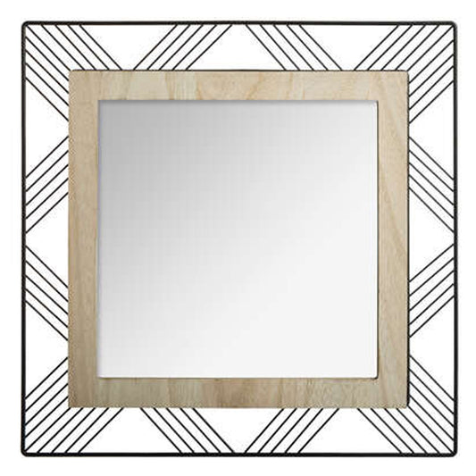 Wellhome Espejo Cuadrado Metal Y Madera 45,5x2x45,5cm