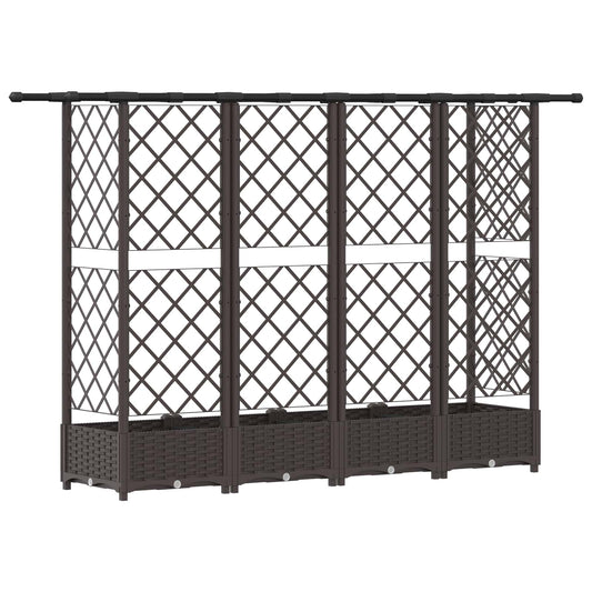 Cama Elevada Con Trellis Y Techo Marrón 202,5 X 40 X 121 Cm Pp_0