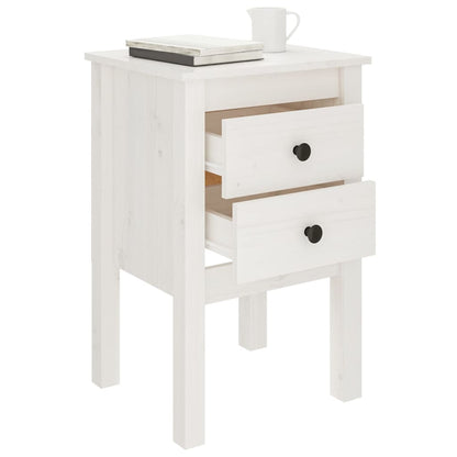 Mesitas De Noche 2 Uds Madera Maciza Pino Blanco 40x35x61,5 Cm_2