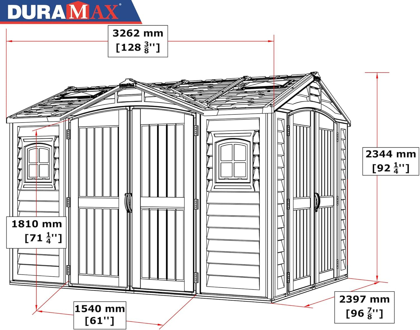 Duramax - Caseta Jardín - Apex Pro Plus 10.5 X 8 - Pvc - Color Gris Claro/oscuro_4
