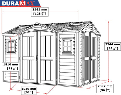 Duramax - Caseta Jardín - Apex Pro Plus 10.5 X 8 - Pvc - Color Gris Claro/oscuro_4