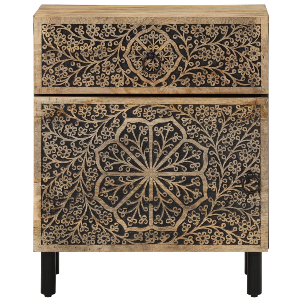 Mesita De Noche Madera Maciza De Mango 50x33x60 Cm_3