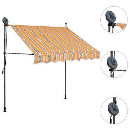 Toldo Manual Retráctil Con Led Amarillo Y Azul 150 Cm_2
