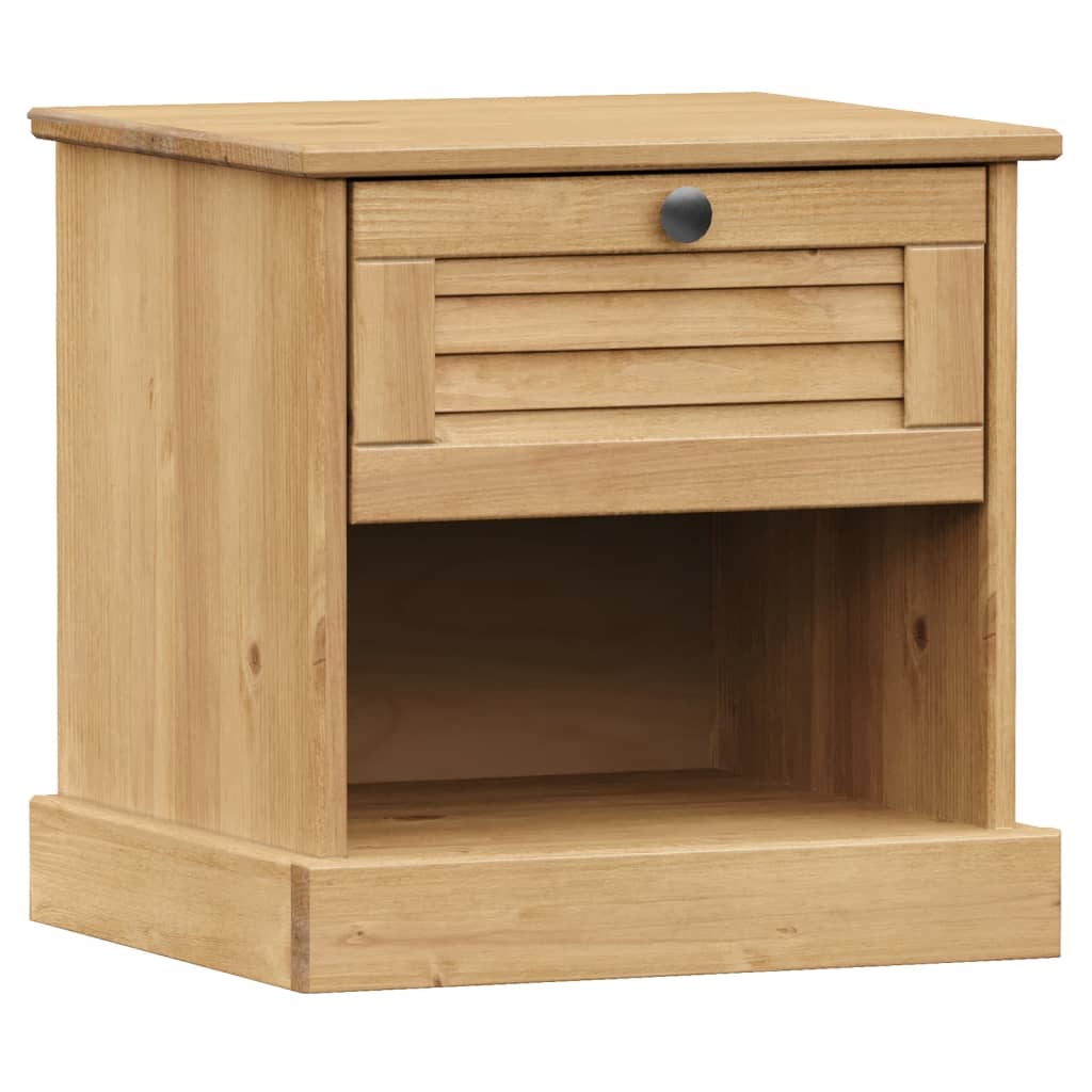 Mesita De Noche Vigo Madera Maciza De Pino 42x35x42 Cm_0