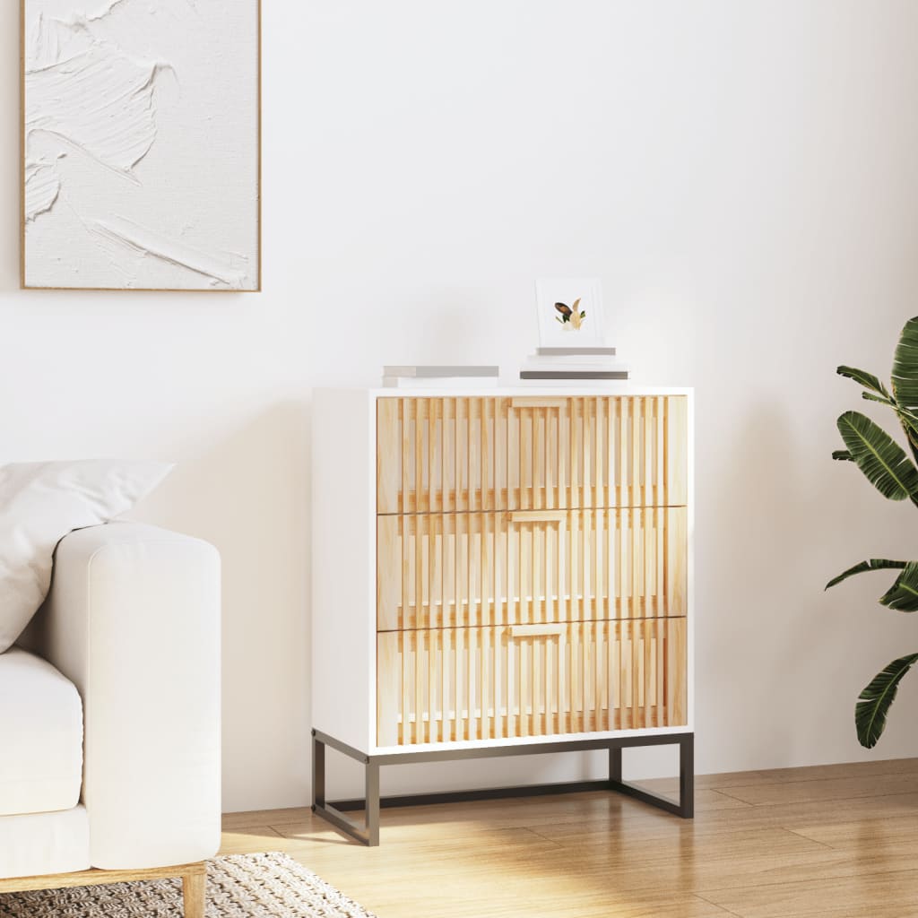 Aparador De Madera Contrachapada Blanco 60x30x75 Cm_0