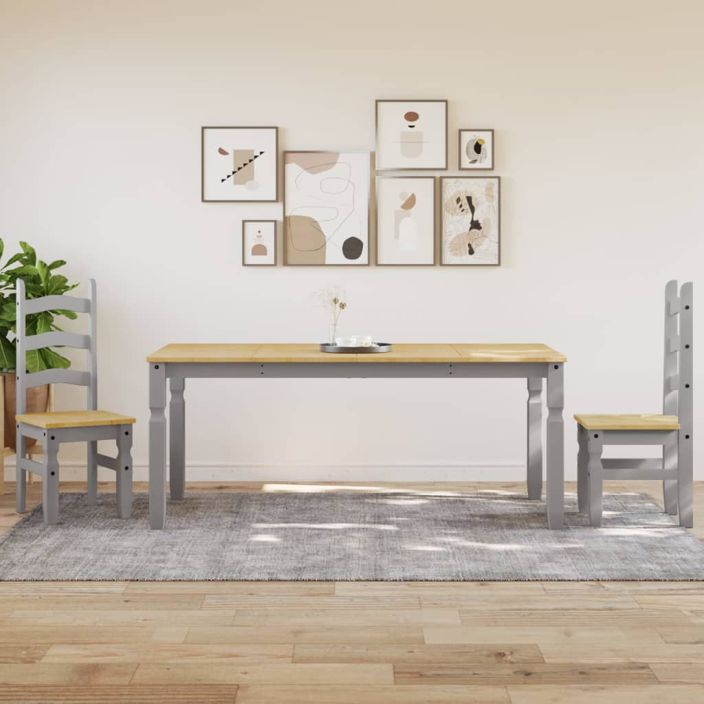 Mesa De Comedor Corona Madera Maciza De Pino Gris 180x90x75 Cm_1