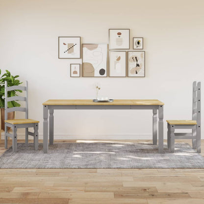 Mesa De Comedor Corona Madera Maciza De Pino Gris 180x90x75 Cm_1