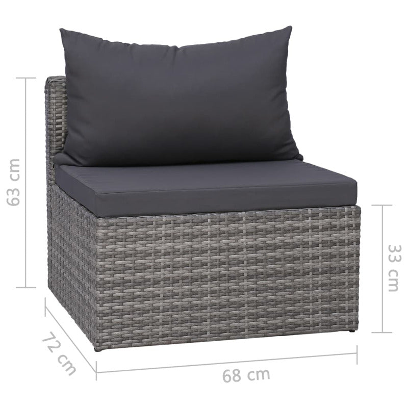 Vidaxl Set De Sofás De Jardín 4 Piezas Y Cojines Ratán Sintético Gris_5