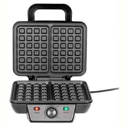 Gofrera Eléctrica Profesional 2 Gofres Grandes, Antiadherente Regulador Temperatura, Acero Inox Camry Cr3046 Negro/plata