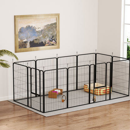 Pawhut Parque Para Perros De 12 Paneles De 100 Cm De Altura Con Puertas Negro_3