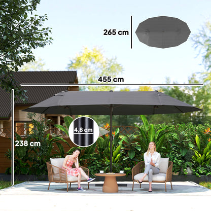 Outsunny Sombrilla Doble 4,6x2,7 M Con Manivela Resistente Al Agua Gris_2