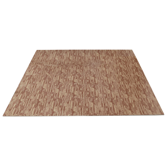 Homcom Alfombra Puzzle 24 Piezas Alfombrilla Protectora Suelo 60x60x1cm Marrón_0