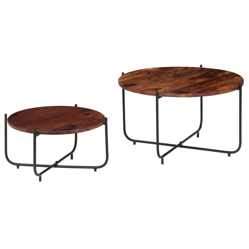 Set De Mesas De Centro 2 Uds Madera Maciza De Sheesham 60x35 Cm_0