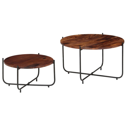 Set De Mesas De Centro 2 Uds Madera Maciza De Sheesham 60x35 Cm_0