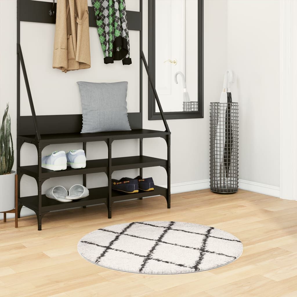 Vidaxl Alfombra De Pelo Largo Moderna Pamplona Crema Y Negro Ø 80 Cm_1