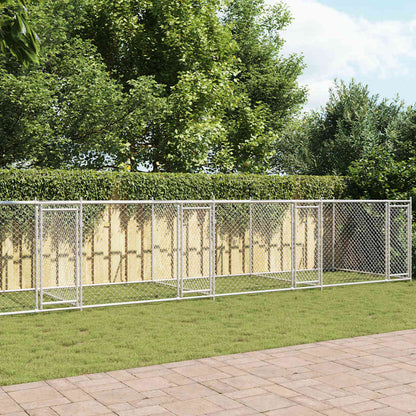 Jaula De Perros Con Puertas Acero Galvanizado Gris 12x2x1,5 M_1