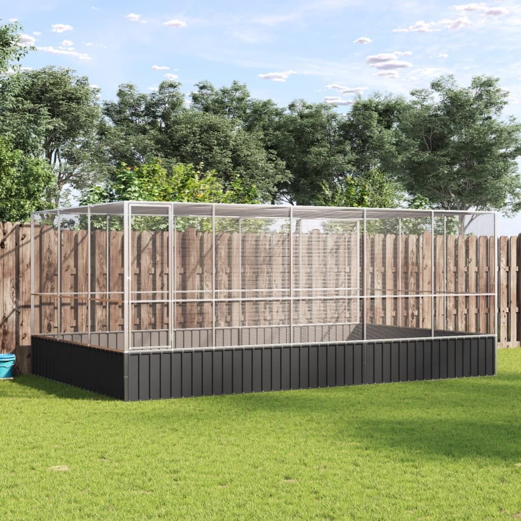 Vidaxl Pajarera Con Extensión De Acero Color Plateado 518x307x212 Cm_1