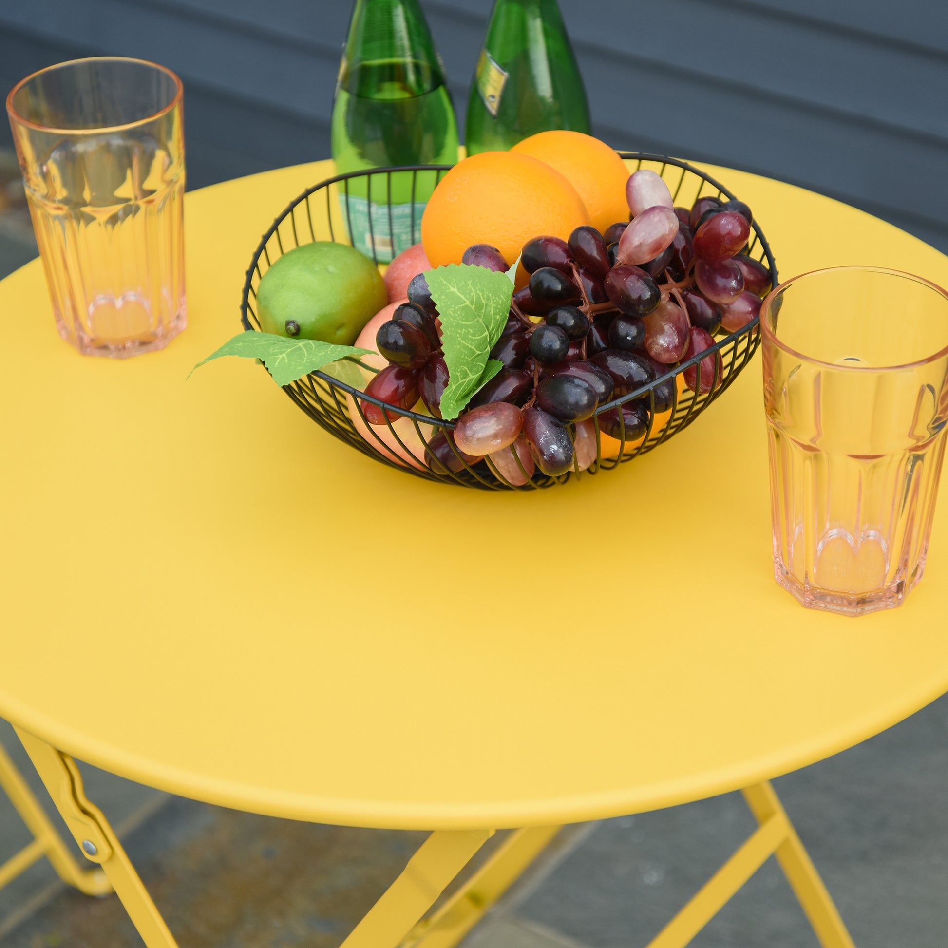 Outsunny Conjunto Muebles Plegables De Jardín Mesa Y 2 Sillas De Metal Ø60x71 Cm_3
