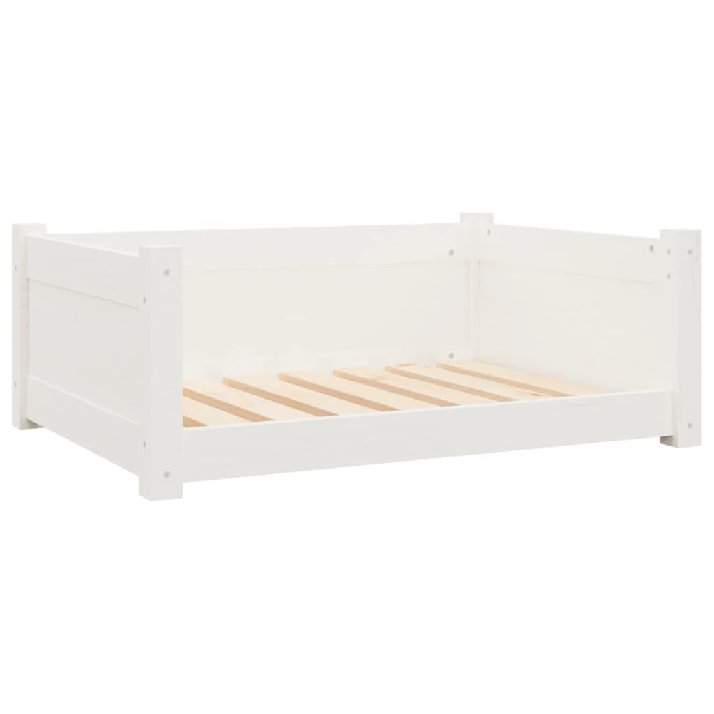 Vidaxl Cama Para Perros Madera Maciza De Pino Blanco 75,5x55,5x28 Cm_0