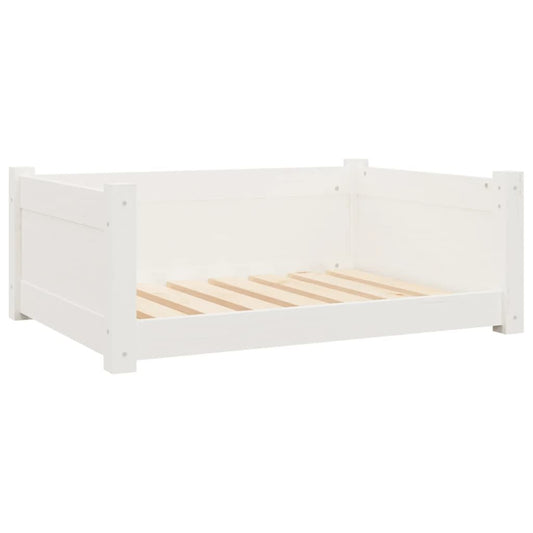 Vidaxl Cama Para Perros Madera Maciza De Pino Blanco 75,5x55,5x28 Cm_0