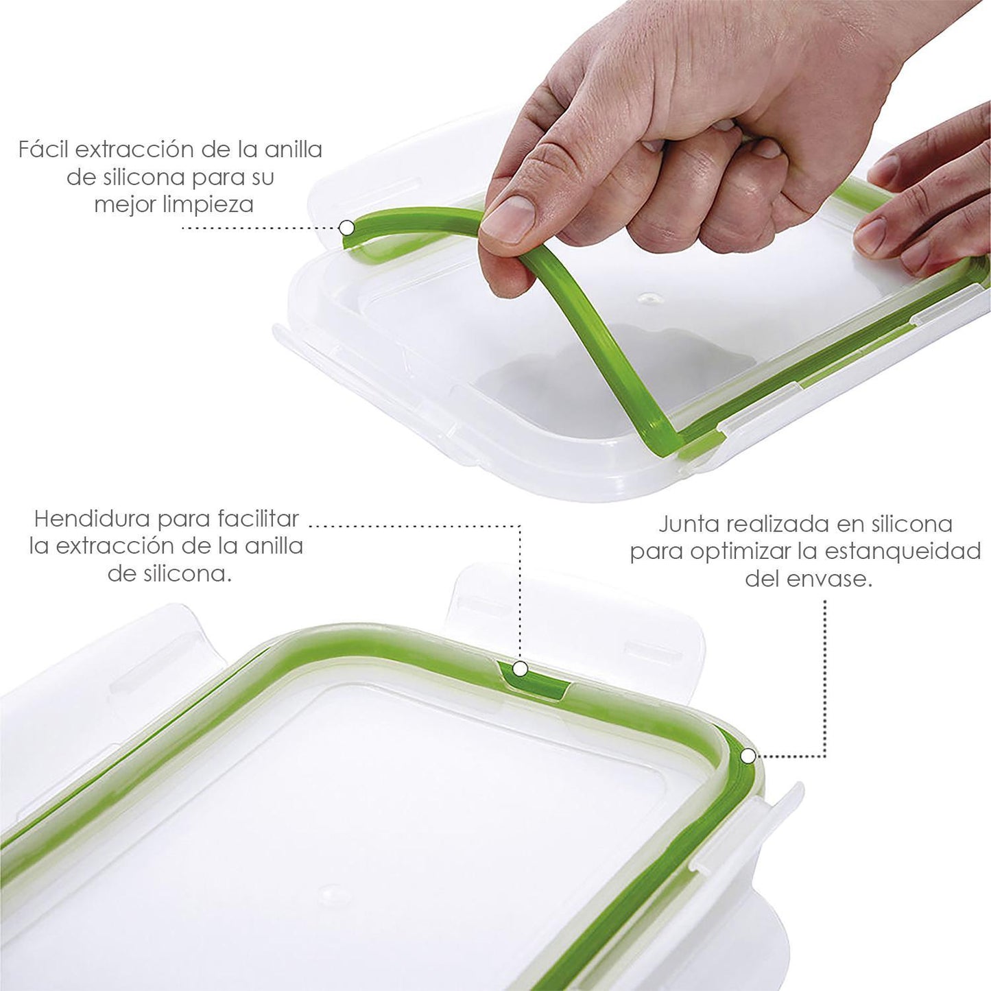 Recipiente Hermetico Cristal Rectangular 850 Ml. 19.5 X 13.3 X 6.7 (alt) Cm._3