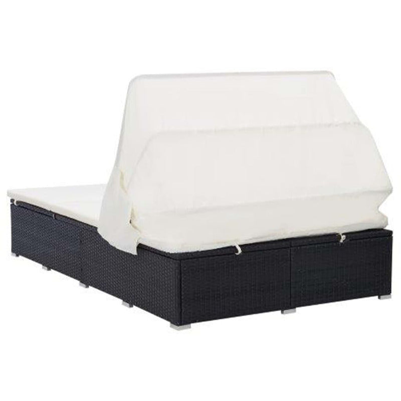 Vidaxl Tumbona Para 2 Personas Con Cojín Ratán Sintético Negro_5