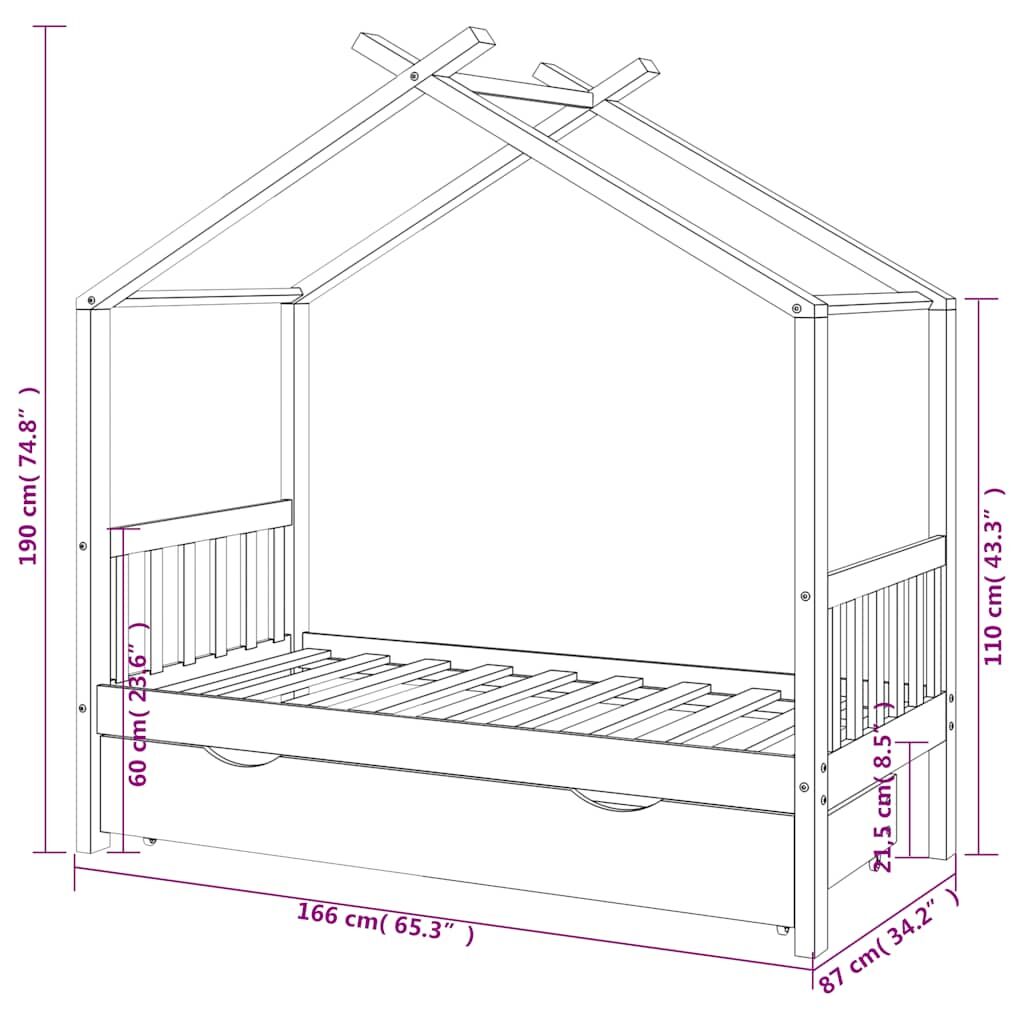 Vidaxl Estructura Cama Niños Con Cajón Madera Pino Blanco 80x160 Cm_2
