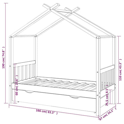 Vidaxl Estructura Cama Niños Con Cajón Madera Pino Blanco 80x160 Cm_2
