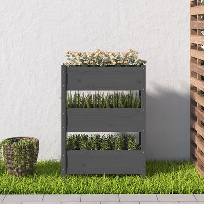 Jardinera De Madera Maciza De Pino Gris 77x25x104,5 Cm_2