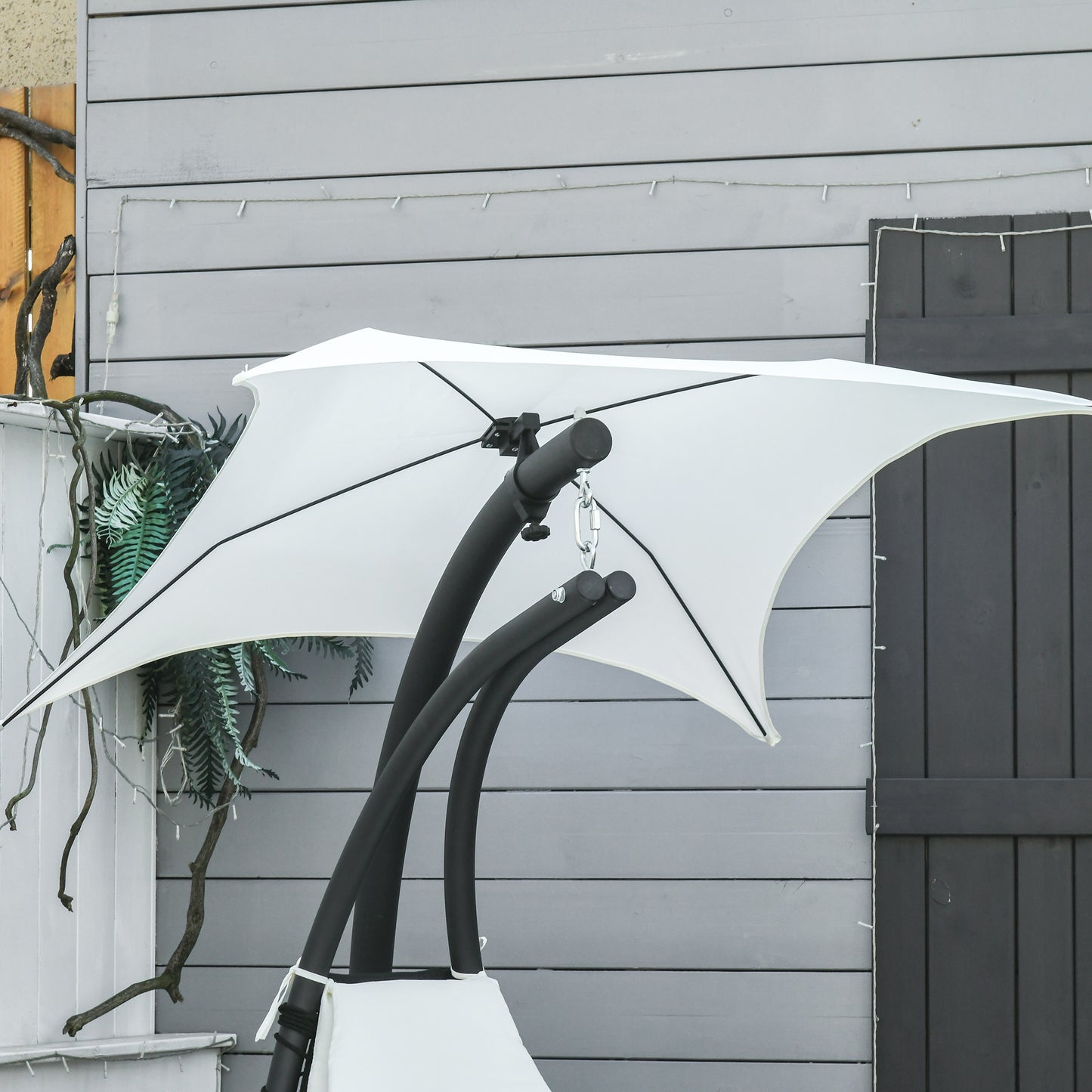 Outsunny Silla Colgante Con Soporte Toldo 190x110x190 Cm Crema_3