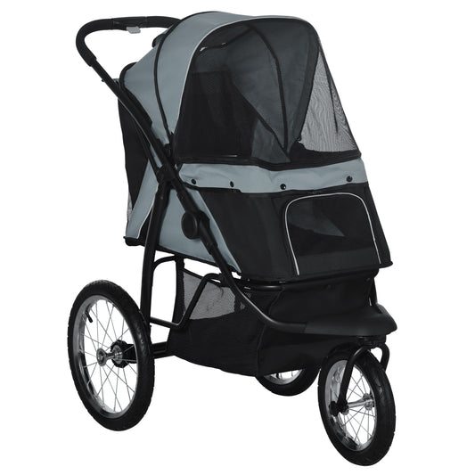 Pawhut Carrito Para Perros Plegable Con Cesta De Almacenaje 111x58x107 Cm Gris_0