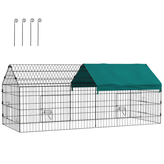 Pawhut Jaula Para Animales Pequeños De Acero Con Puertas 185x75x75 Cm Verde_0