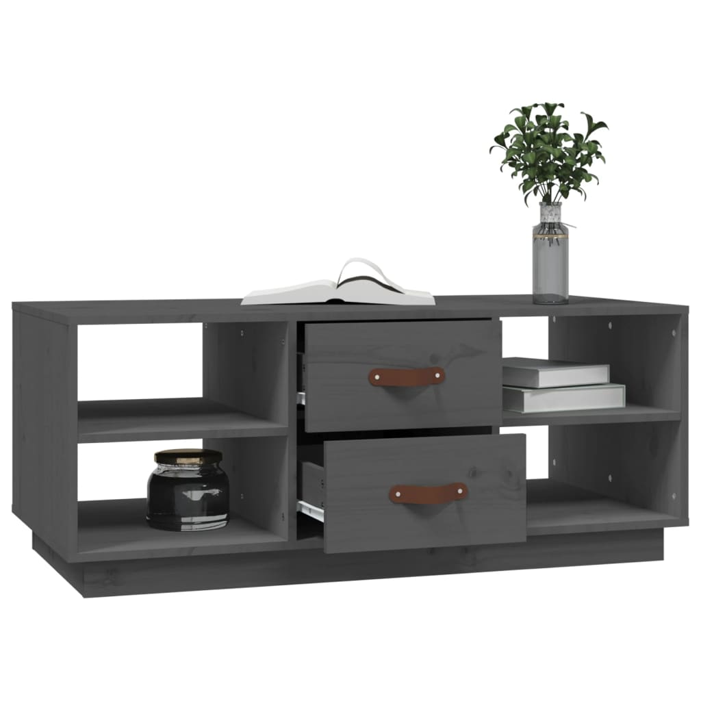 Mesa De Centro De Madera Maciza De Pino Gris 100x50x41 Cm_2