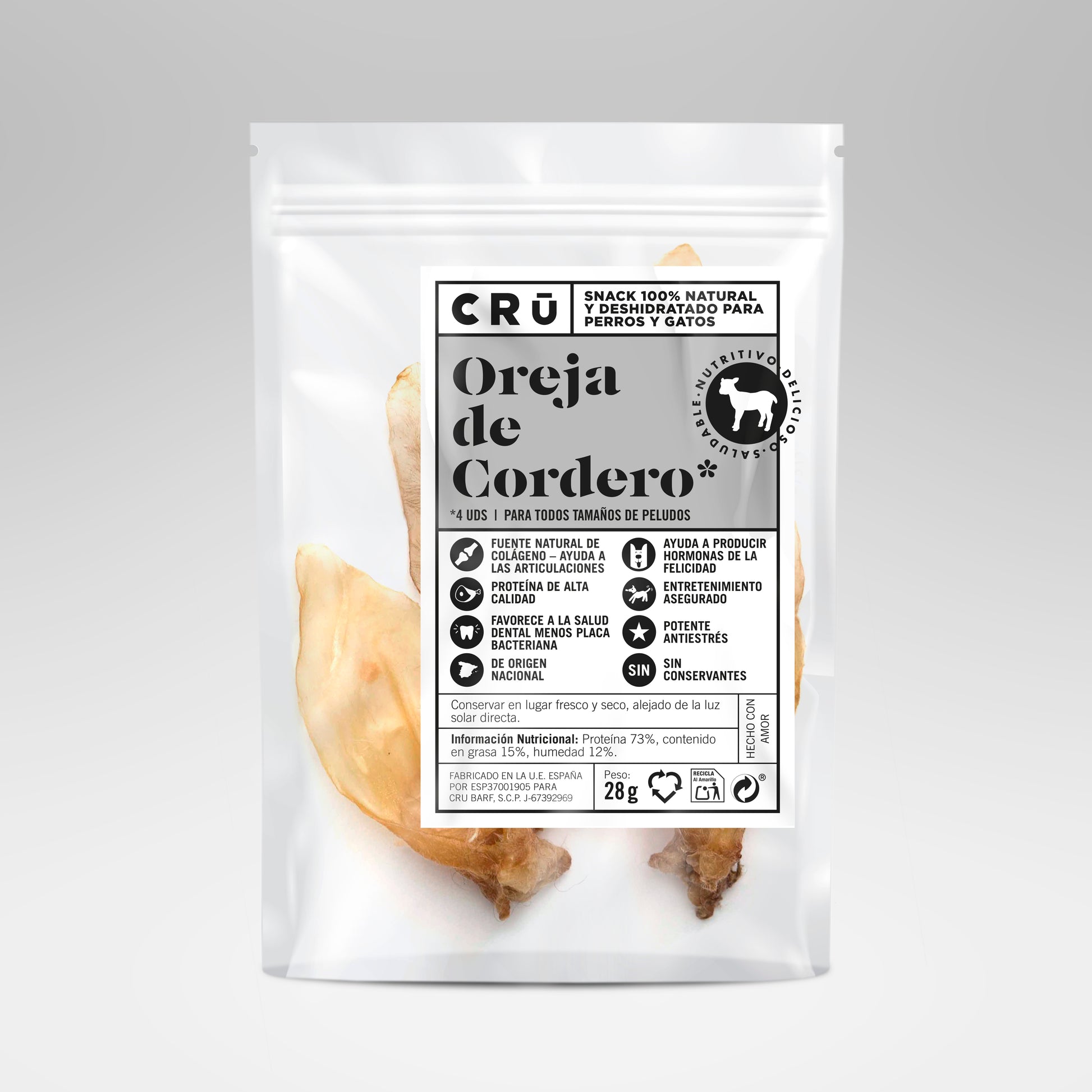 Orejas De Cordero Deshidratadas - Snack 100% Natural Para Perro