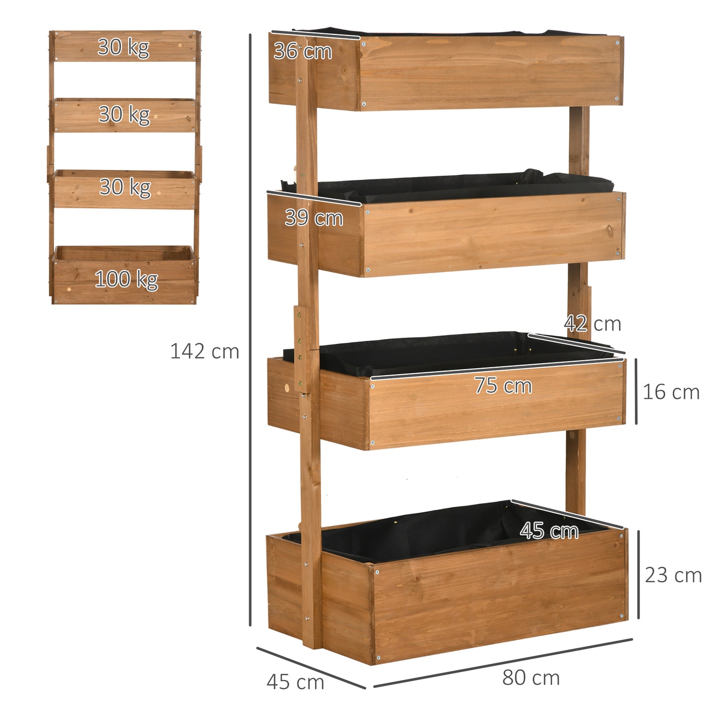 Outsunny Jardinera De Madera De 4 Niveles_2