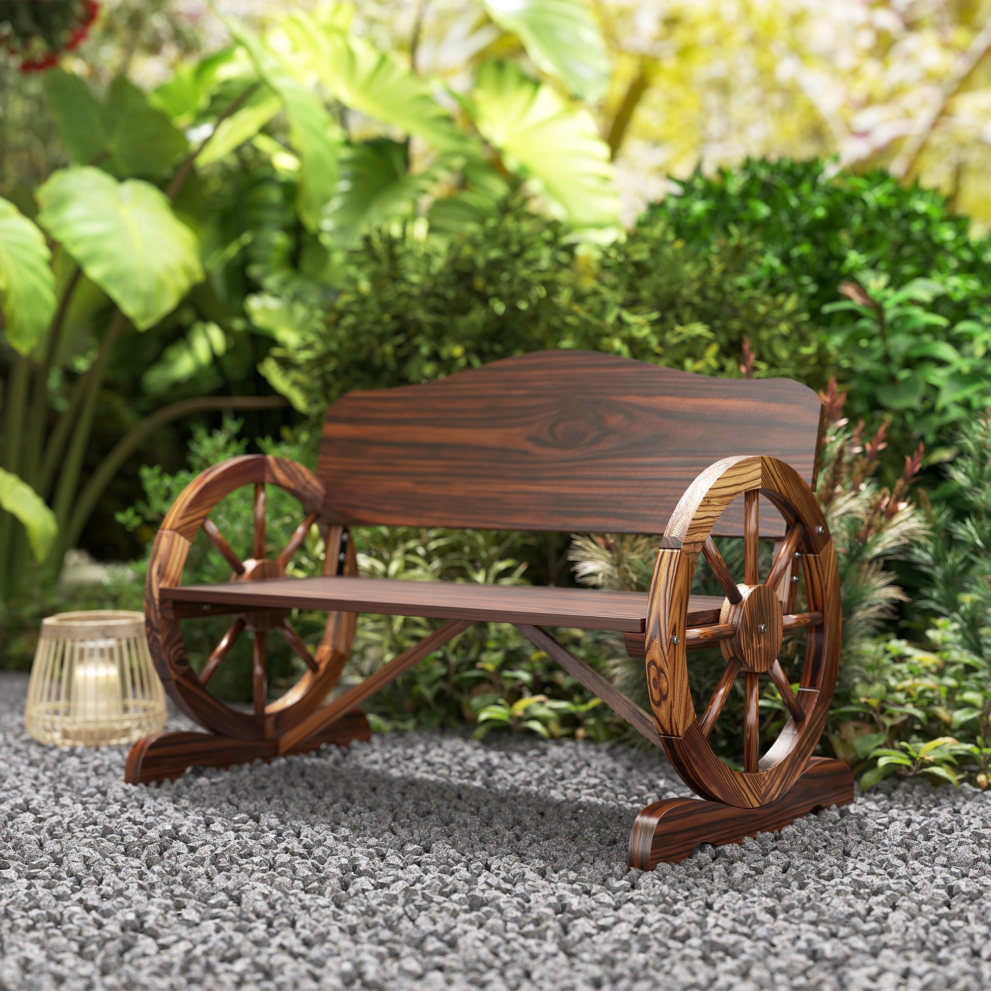 Outsunny Banco De Jardín De Madera Reposabrazos En Forma De Rueda Carga 240 Kg_4