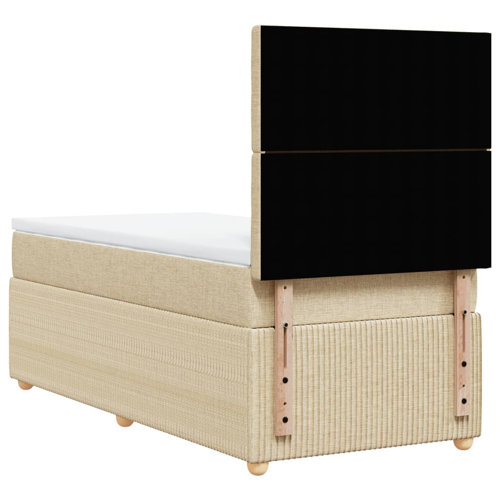 Cama Box Spring Con Colchón Tela Color Crema 80x200 Cm / Vetonek_3