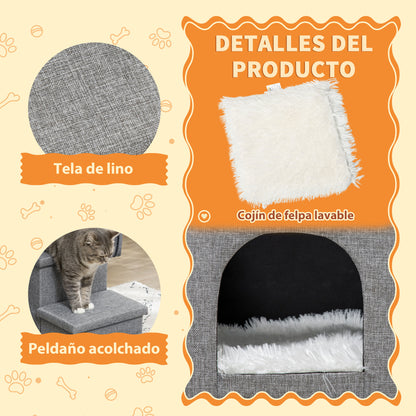 Pawhut Escalera Para Perros 3 Peldaños Tapas 3 Cajas Almacenaje 73,5x33x40,5 Cm_5