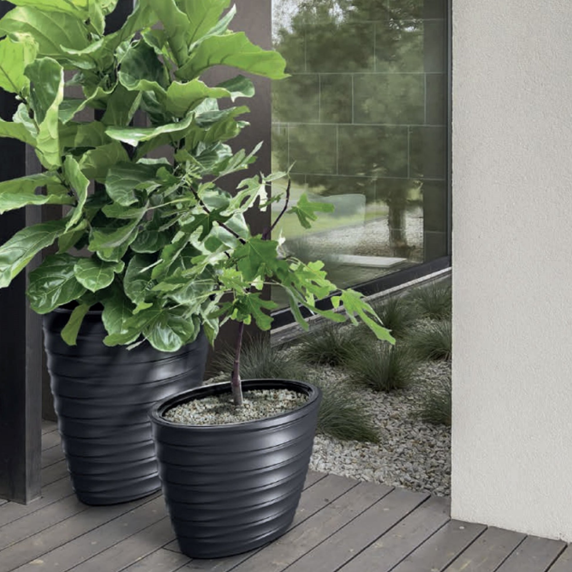 Maceta Freze - Oval 55l., Con Depósito, Dimensiones (mm) 593x393x420, Color Antracita_4